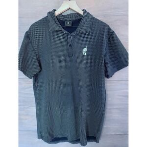 Melaleuca Mens Navy Blue Micro Dot Golf Polo Shirt Short Sleeve Size Large